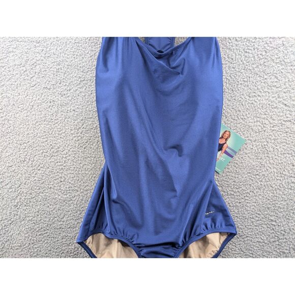NWT Dolfin Aquashape Women's size 22 Blue Conservative Lap Swimsuit - Picture 3 of 12